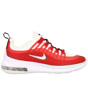 Rote Schuhe, rote Nike-Turnschuhe, Schnürbänder, 100 % Textil, Air Max Axis GS, Sportbekleidung, Markenaufnäher an der Seite und der Vorderseite des Schuhs