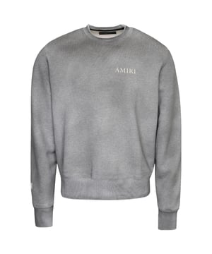 Amiri Brand Logo Grey Sweatshirt, 100% Cotton, Logo On Chest, Made In Italy, Crew Neck, Long Sleeves, Large Logo Across Chest, Brand Logo, Elasticated Neck, Sleeve Ends and Bottom