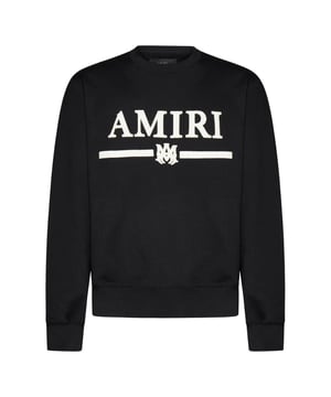 Zwart sweatshirt met Amiri-merklogo, 100% katoen, logo op de borst, gemaakt in Italië, ronde hals, lange mouwen, groot logo op de borst, merklogo, elastische nek, mouwuiteinden en onderkant