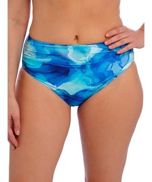 Fantasie Saunton Sands Full Bikini Brief. High rise swimwear bottom with full coverage, fully lined and ruching effect for gathered styling. Product is recommended to be washed on a gentle wash cycle.