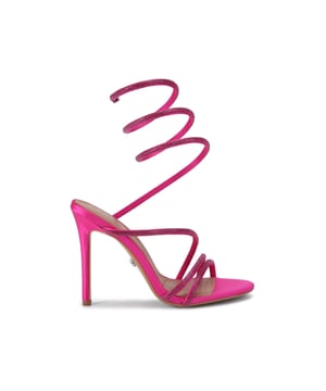 This Carvela Spiral heel features a flattering fuchsia crystal embellished strap which wraps around the ankle. The crystal straps continue across the foot and toe to elongate. Heel height: 105mm. This product features All Day Long Technology.