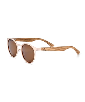 Frame: Rose Gold Metal ;  Arm: Walnut Wood; Earpiece: Walnut Wood; Lens: Brown Multi-Layer Triacetate Cellulose (TAC); Mirrored Lens: No; Gradient Lens: No; Polarization: Optical Quality; UV Protection: 100% UVA/UVB; Hinge: Spring Loaded Stainless Steel; Adjustable Nosepads: Yes; Lens Width: 60mm; Temple Length: 148mm; Bridge Width: 20mm.