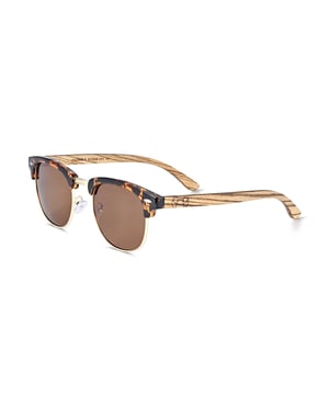 Frame: Tortoise Gold Polycarbonate ;  Arm: Zebra Wood; Earpiece: Zebra Wood; Lens: Brown Multi-Layer Triacetate Cellulose (TAC); Mirrored Lens: No; Gradient Lens: No; Polarization: Optical Quality; UV Protection: 100% UVA/UVB; Hinge: Spring Loaded Stainless Steel; Adjustable Nosepads: Yes; Lens Width: 47mm; Temple Length: 141mm; Bridge Width: 23mm.