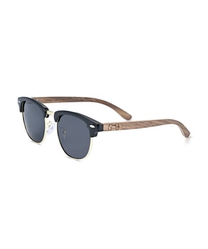 Frame: Black Gold Polycarbonate ;  Arm: Black Walnut Wood; Earpiece: Black Walnut Wood; Lens: Grey Multi-Layer Triacetate Cellulose (TAC); Mirrored Lens: No; Gradient Lens: No; Polarization: Optical Quality; UV Protection: 100% UVA/UVB; Hinge: Spring Loaded Stainless Steel; Adjustable Nosepads: Yes; Lens Width: 47mm; Temple Length: 141mm; Bridge Width: 23mm.