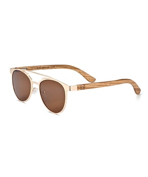 Frame: Rose Gold Metal ;  Arm: Zebra Wood; Earpiece: Zebra Wood; Lens: Brown Multi-Layer Triacetate Cellulose (TAC); Mirrored Lens: No; Gradient Lens: No; Polarization: Optical Quality; UV Protection: 100% UVA/UVB; Hinge: Spring Loaded Stainless Steel; Adjustable Nosepads: Yes; Lens Width: 52mm; Temple Length: 154mm; Bridge Width: 20mm.