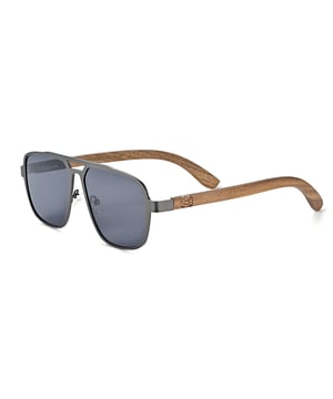 Frame: Gun Metal ;  Arm: Dark Brown Wood; Earpiece: Dark Brown Wood; Lens: Black Multi-Layer Triacetate Cellulose (TAC); Mirrored Lens: No; Gradient Lens: No; Polarization: Optical Quality; UV Protection: 100% UVA/UVB; Hinge: Spring Loaded Stainless Steel; Adjustable Nosepads: Yes; Lens Width: 55mm; Temple Length: 157mm; Bridge Width: 20mm.
