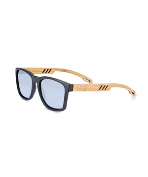 Frame: Sanded Black Polycarbonate ;  Arm: Carbonized Bamboo Wood; Earpiece: Carbonized Bamboo Wood; Lens: Silver Multi-Layer Triacetate Cellulose (TAC); Mirrored Lens: No; Gradient Lens: No; Polarization: Optical Quality; UV Protection: 100% UVA/UVB; Hinge: Spring Loaded Stainless Steel; Adjustable Nosepads: Yes; Lens Width: 44mm; Temple Length: 143mm; Bridge Width: 19mm.