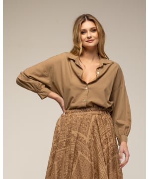 Oversized katoenen overhemd met button-down sluiting en kraag