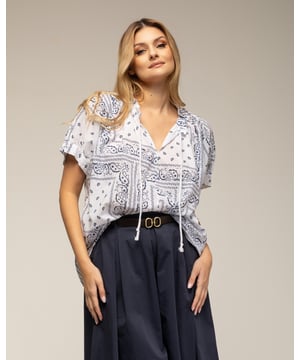 Bandana print top met korte mouwen