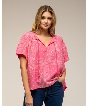 Bandana print top met korte mouwen