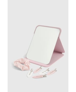 Compact folding mirror for on-the-go touch-ups
        Soft, plush scrunchie for effortless hair styling
        Set of practical hair clips in complementary hues
        Convenient gift set perfect for beauty enthusiasts
        Ideal for festive celebrations and Christmas gifting
    
    Indulge in the ultimate beauty experience with this charming Boohoo gift set, designed to make you feel fabulous this festive season. The compact folding mirror is your perfect companion for quick touch-ups, ensuring you're always ready for those impromptu Christmas selfies. Pair it with the plush scrunchie to create effortless hairstyles that transition seamlessly from day to night. The set of practical hair clips adds a touch of flair to any look, whether you're heading to a festive celebration or preparing for Christmas Day. This versatile collection is not just a treat for yourself, but also makes for a delightful gift for your fashion-forward friends. Embrace the joy of the season and radiate confidence with this must-have beauty set that combines practicality with style, perfect for the Boohoo girl who loves to shine at every holiday gathering.