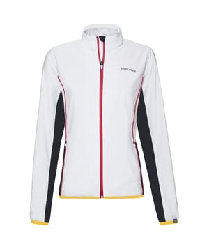 Step onto the court with confidence in the Head DTB Club Women’s White Jacket—a lightweight, performance-ready layer that blends sporty elegance with functional comfort. Designed in collaboration with the German Tennis Federation (DTB), this jacket is perfect for warm-ups, cool-downs, and travel days.
Key Features:
Lightweight &amp; Breathable Fabric: 

Offers optimal comfort without adding bulk, ideal for layering.

Moisture-Wicking Technology: 

Keeps you dry by pulling sweat away from the body.

Full-Zip Front: 

Easy to put on or remove, with adjustable ventilation as needed.

High Stand-Up Collar: 

Adds extra warmth and a sleek, athletic look.

Elastic Cuffs and Hem: 

Ensures a secure fit and helps maintain shape.

Side Pockets: 

Functional and discreet, great for keeping small items close.

Official DTB Branding: 

Features Deutscher Tennis Bund logo for a professional, team-ready touch.

Clean White Design: 

Timeless colorway that pairs effortlessly with any tennis outfit.

Whether you're courtside or on the move, the Head DTB Club Jacket keeps you looking polished and feeling prepared.