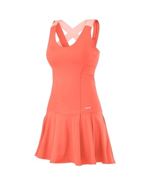 Play with power and poise in the Head Vision Women’s Tennis Dress—a performance-oriented piece designed for female athletes who demand comfort, freedom, and standout style. With dynamic design elements and technical fabrics, it’s built to keep you cool and confident on the court.
Key Features:
Moisture-Wicking Technology: 

Keeps sweat under control so you stay dry and focused during play.

Breathable Fabric with Mesh Panels: 

Enhances airflow in key zones for maximum ventilation.

Athletic Fit with Flattering Silhouette: 

Designed to move with your body while offering a feminine shape.

Built-In Inner Shorts: 

Provides comfort, coverage, and added support for confident movement.

Stretch Fabric: 

Allows unrestricted mobility for serving, sprinting, and swinging.

Modern Design Accents: 

Features bold color blocking or prints (depending on variant) for a striking court look.

Head Branding: 

Subtle logo detailing delivers a professional finishing touch.

From match day to training sessions, the Head Vision Tennis Dress helps you perform and look your best—set after set.