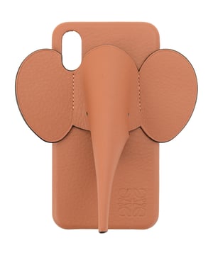 Loewe Womens Elephant Phone Cover X/Xs Grained Leather Elephant Shape Head With Crossbody Strap IPhone Case