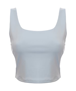 Main: 82% Polyester, Main: 18% Elastane Womens South Beach Square Neck Longline Crop Top In Blue