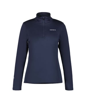 Icepeak Shirt Voor Vrouwen. Kinbeschermer op de rits aan de voorkant. Geborstelde binnenkant voor zachtheid. Thermostretch is een lichtgewicht vochtafvoerend 4-weg stretchmateriaal dat je droog houdt en warmte geeft. De stof laat vocht snel verdampen, zodat je altijd droog en comfortabel blijft.
