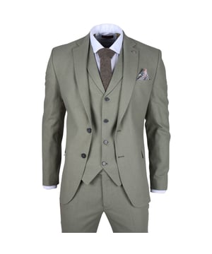 Draai hoofden op elk evenement met dit elegante 3-delige pak in een verfrissende saliegroene tint. Perfect voor bruiloften, tuinfeesten en zomerevenementen, combineert dit pak verfijnde stijl met ademend comfort. Gemaakt van een hoogwaardige mix van 80% katoen en 20% linnen, biedt het een lichtgewicht, luchtig gevoel dat ideaal is voor warm weer. De getailleerde pasvorm slaat de perfecte balans tussen slim en regular, en biedt een strakke silhoeet zonder in te boeten op bewegingsvrijheid.  
Drie-delige set: Inclusief een colbert met één knoopsluiting, een getailleerde gilet en bijpassende pantalon.  
Jacket: Met notch-lapel kraag, 2-knops voorkant, dubbele zijsplitten, 2 klepzakken, 1 borstzak en 3 binnenzakken.  
Gilet: Strak door de taille met een verstelbare gesp, 2 paspelzakken, 1 borstzak en een notch-lapel.  
Pantalon: 6' kleiner dan de jasmaat, tapered pijp, knoop- en ritssluiting, 2 zijzakken en 2 achterzakken.  
Met zijn moderne ontwerp en flatterende snit is dit saliegroene pak een tijdloze aanvulling op elke garderobe.
