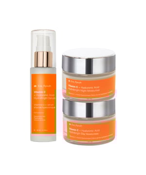 "Vitamin C + Hyaluronic Acid Hydrabright Serum 60ml 
 
 Silky-gel brightening serum formula
 - Instantly hydrates and nourishes with Hyaluronic acid
 - Supercharged with Vitamin C that aims to even skin pigmentation
 - Enriched with Glycerin, Panthenol, Squalane, Shea Butter, Hyaluronic Acid and Vitamin E.
 
 
 
 Vitamin C + Hyaluronic Acid Hydrabright Night Moisturiser 50ml
 
 
 Formulated for:
 Uneven skin tone
 Sun & age spots
 Dehydrated skin
 
 Hydrabright day moisturiser contains one of the best forms of vitamin C - L-ascorbic acid, this combined with hydration boosting hyaluronic acid aims to brighten uneven skin tone and re-plump tired, dehydrated looking skin.
 
 Facts:
 + 1 super brightening ingredient
 +1 super hydration boosting ingredients
 + More than 10 active ingredients in total
 + Contains ingredients that are used widely in sunscreens
 
 Key Ingredients
 
 Vitamin C / Ascorbic acidÂ 
 Vitamin C / Ascorbic acid is one of the most researched form of Vitamin C. It is a potent antioxidant that works improve the appearance of signs of aging such as pigmentation.
 
 Hyaluronic Acid
 Hyaluronic Acid is naturally found in our skin, as we age our body's natural production of hyaluronic acid slows down. Hyaluronic acid is a key element making the skin looking plump and youthful as it hold moisture 1000 times its own weight. Our hyaluronic acid is called Sodium Hyaluronate and it is smaller size of hyaluronic acid that is able to penetrate and hydrate more deeper levels of the skin than normal hyaluronic acid.
 
 Directions for use: Apply pea-sized amount of the cream on cleansed face, neckline and neck in the morning.
"The Vitamin C + Hyaluronic Acid Hydrabright Day Moisturiser, Night Moisturiser, and Hydrabright Serum form a potent skincare regimen aimed at brightening the skin and providing intense hydration.

To use, start with the Vitamin C + Hyaluronic Acid Hydrabright Serum. Apply a few drops to clean skin in the morning and evening, gently massaging it into the face and neck until fully absorbed. This serum will prepare your skin for the next steps in your routine.

In the morning, follow with the Vitamin C + Hyaluronic Acid Hydrabright Day Moisturiser. Apply a small amount to clean skin, massaging it into the face and neck to lock in hydration and enhance your skin's radiance throughout the day.

In the evening, switch to the Vitamin C + Hyaluronic Acid Hydrabright Night Moisturiser. Apply it to clean, dry skin, gently massaging into the face and neck to nourish and repair your skin overnight. This combination will help promote a bright, youthful complexion.