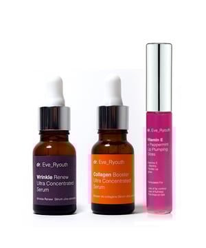 "Wrinkle Renew Ultra Concentrated Serum 15ml

Formulated for:
Wrinkles and fine lines
Loss of firmness
Uneven skin tone

Wrinkle Renew Concentrated Serum is specially formulated for fine lines and wrinkles and for skin that is losing its youthful plumpness. It contains a peptide that has a similar structure as an epidermal growth factor that works to restore and renew the uppermost layer of the skin. The serum is lightweight and it is packed with Konjac root extract that is an excellent skin moisturiser.

Facts:
+1 super wrinkle ingredient
+1 super moisturising ingredient
+2 lightweight oils

Key Ingredients
SH-OLIGOPEPTIDE-1
SH-Oligopeptide-1 that has an identical chemical structure to an epidermal growth factor. Epidermal growth factor works to increase the rate of renewal of the skin smoothing the look of wrinkles and fine lines.

Konjac Root Extract
Konjac root extract aims to keep skin hydrate and smooth it contains approximately 40% glucomannan which when it comes into water .can expand up to 17 times in size.

Soyabean Oil
Soybean oil is high in antioxidants that aim to protect the skin from free radical. Soybean oil contains high concentrations of genistein, vitamin E, essential fatty acids, and lecithin.

Usage: Apply 2-3 drops to cleansed skin morning and night, continue with a moisturiser.

Ingredients: Aqua (Water), Propylene Glycol, PEG-40 Hydrogenated Castor Oil, Glycerin, Hydrogenated Lecithin, Amorphophallus Konjac Root Extract, Phenoxyethanol, SH-Oligopeptide- 1, Glycine Soja (Soyabean) Oil, Ethylhexylglycerin, Sodium Oleate, Disodium EDTA, Acrylates/C10-30 Alkyl Acrylate Crosspolymer, Sodium Hydroxide.
Collagen Booster Ultra Concentrated Serum 15ml

Formulated for:
Wrinkles and fine lines
Loss of firmness
Uneven skin tone

Collagen Ultra Concentrated Serum is specially formulated for fine lines and wrinkles and for skin that is losing its youthful plumpness. It contains a Hydrolyzed Soya Fibre that has been researched to improve the looks of fine lines and wrinkles.

Facts:
+1 super wrinkle ingredient
+1 super moisturising ingredient
+2 lightweight oils

Key Ingredients
Hydrolyzed Soya bean fibre
Hydrolyzed Soya bean fibre works to fight the signs of aging by boosting collagen I synthesis.

Konjac Root Extract
Konjac root extract aims to keep skin hydrate and smooth it contains approximately 40% glucomannan which when it comes into water .can expand up to 17 times in size.


Helichrysum StoechasÂ 
Natural antioxidant that aims to protect the skin from free radical damage.

ROVITAMIN B5
Provitamin B5 aims to retain and preserve moisture. Provitamin B5 protects the skinâ€™s barrier and helps the skin to retain its moisture levels and shield it from irritation. By applying a product with Provitamin B5, you will maximise your skinâ€™s hydration while improving its softness and elasticity.

Ingredients: Aqua (Water), Propylene Glycol, Panthenol, PEG-40 Hydrogenated Castor Oil, Helichrysum Stoechas Extract, Hydrolyzed Soybean Fiber, 1,2-Hexanediol, Amorphophallus Konjac Root Extract, Caprylyl Glycol, Phenoxyethanol, Ethylhexylglycerin, Acrylates/C10-30 Alkyl Acrylate Crosspolymer, Sodium Hydroxide.
Vitamin E + Peppermint Lip Plumping Gloss 15ml

Vitamin E + Peppermint Lip Plumping Gloss contains lip nourishing and plumping ingredients that aim to make the lips look plumper, more voluminous and youthful looking.

Formulated For
Loss of lip contour
Loss of fullness
Fine lines on lips

Facts:
+1 plumping ingredient
+1 antioxidant ingredient
+ 1 shine ingredient
+ 1 nourishing ingredient

Key Ingredients
Vitamin E
Vitamin E is an antioxidant that nourishes the lips and protects from free radical damage.

PeppermintÂ 
Peppermint oil aims to give the lips plumper youthful look

Usage: Apply to clean lips or top of matte lipstick for a voluminous plumper look.

Ingredients: Paraffinum Liquidum, Polybutene, Peppermint Oil, Hydroxystearic Acid, Tocopheryl Acetate, Propylparaben, Mica, CI77891, CI 75470.
"For the Collagen Booster Ultra Concentrated Serum, apply a few drops to clean skin, gently massaging it into the face and neck until fully absorbed. Use morning and evening for optimal results.

For the Wrinkle Renew Ultra Concentrated Serum, apply a few drops to clean skin after the Collagen Booster, massaging gently into the face and neck until absorbed. Use morning and evening for best results.

For the Vitamin E and Peppermint Lip Plumps, apply directly to the lips as needed throughout the day.