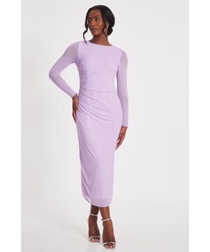 - Mesh finish - Diamante embellished - Ruched side - Zip fastening - Model height: 5'8" - Model wears uk 8 / us 4 / eur 36 - Always check the wash care label - Cool hand wash with mild detergent