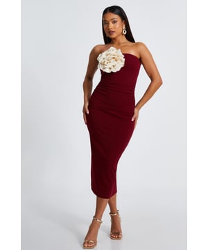 - Bandeau neckline - Corsage detail - Ruched waist - Bodycon style - Model height: 5'3" - Model wears uk 6 / us 2 / eur 34 - Always check the care wash label - Cool hand wash with mild detergent
