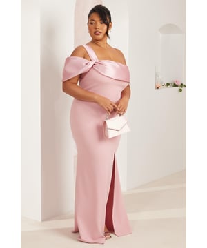 - Asymmetric design - Satin neckline - Knot detail - High leg split - Model height: 5'7" - Model wears uk 18 / us 14 / eur 46 - Always check the wash care label - Cool hand wash with mild detergent