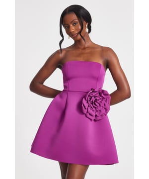 - Bandeau neckline - 3d flower detail - Seam details - A-line shape - Model height: 5'8" - Model wears uk 8 / us 4 / eur 36 - Always check the wash care label - Cool hand wash with mild detergent