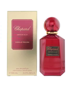 Vanille Malika by Chopard is a Woody Amber fragrance for women, crafted by perfumer Dora Baghriche and launched in 2023. This scent opens with a mysterious and captivating blend of Incense, Litchi, and a subtle touch of Pink Pepper, creating an intriguing and slightly smoky first impression. The heart unfolds into a rich, velvety duo of Bourbon Vanilla and Madagascar Vanilla, offering a warm and addictive sweetness. As it settles, the base reveals deep, resinous Opoponax, soft Cashmeran, and creamy Sandalwood, grounding the fragrance with smooth woody elegance. Sophisticated, warm, and alluring, this scent is perfect for cooler seasons and evening wear, wrapping the skin in a golden, comforting trail.