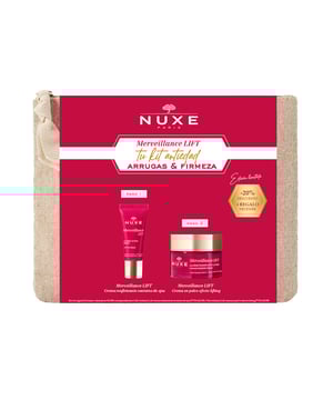 RUTINA ANTIENVEJECIMIENTO MERVEILLANCE LIFT PARA DÍA Y OJOS de NUXE. Esta crema facial ofrece un efecto lifting con una textura suave y aterciopelada. Además, presenta una fragancia cautivadora que combina notas de fresia y magnolia, con un sutil toque de almizcle blanco. ¡Conoce una piel tan resistente como tú! El 64 % de las mujeres siente que sus rasgos se han tensado (1). Es perfecta para pieles normales a secas, su fórmula envolvente proporciona flexibilidad y tonificación inmediata.   Ventajas: Las líneas de expresión se difuminan, y la piel se siente más firme y tonificada. Después de 2 meses, el 100 % de las mujeres percibe una apariencia más hermosa y flexible (2). Con mayor fortaleza, la piel se muestra visiblemente más joven. Disfruta de resultados antienvejecimiento que se complementan con delicadas notas florales y almizcladas. *Producto elaborado en Francia.  (1) Estudio de uso con 22 voluntarias - porcentaje de satisfacción luego de 28 días. (2) Estudio de uso con 21 voluntarias - porcentaje de mejora según la evaluación de las participantes tras 56 días.