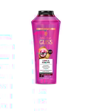 Champú GLISS LONG & SUBLIME. Restaura la hermosura de tu cabellera larga al eliminar la grasa acumulada y reparar desde la raíz hasta las puntas. Este producto ha sido formulado para que no tengas que renunciar a esa melena que tanto esfuerzo te ha costado. Gracias a sus ingredientes reparadores, tu cabello regresará a la vida, luciendo suave, brillante y saludable.