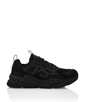 These unisex runner sneakers are born from the creativity of the Plein Sport Lab aiming at conjugating cutting-edge technology and a unique and outstanding design.  Nappa, mesh and suede  Snug-fit  Patch featuring the Brand’s cyphers sewn on the outer quarter  Tubular laces  Shock-absorbing, ultra light-weight, high-tech, rubberized midsole  Grooved outsole for optimal grip  Mesh lining