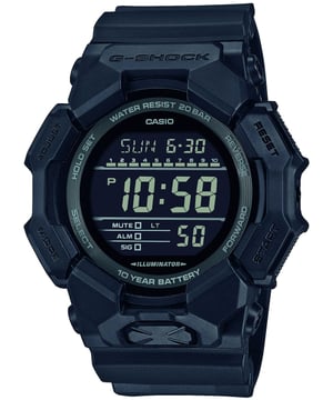 Dit Casio Heren horloge beschikt over een Quartz binnenwerk. De kast (51 mm mm) is vervaardigd uit Hars (Zwart) en heeft een Mineraalglas. De band is Zwart Kunststof. Dit horloge uit de Casio G-shock reeks is een mooi en tijdloos geschenk. Verras jezelf of iemand anders met dit cadeau. Bovendien geniet u hierbij van 2 jaar garantie tegen alle fabricagefouten.