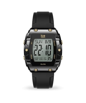This Ice Watch Ice Digit Boliday - Black Digital Watch for Unisex is the perfect timepiece to wear or to gift. It's Black  Tonneau case combined with the comfortable Black Silicone watch band will ensure you enjoy this stunning timepiece without any compromise. Operated by a high quality Quartz movement and water resistant to 5 bars, your watch will keep ticking. Adopt a sleek, futuristic style with the ICE digit boliday. This digital watch is not just a watch, but an accessory that combines modernity and sophistication. This Digital watch has a calendar function: Day-Date as well as a Stop Watch , Countdown , Alarm and Light High quality Black Silicone strap with a secure Buckle, measuring 20 cm in length and 21 mm in width Case measurement: 37 X 44 mm,case thickness: 12 mm, case colour: Black and dial colour: LCD