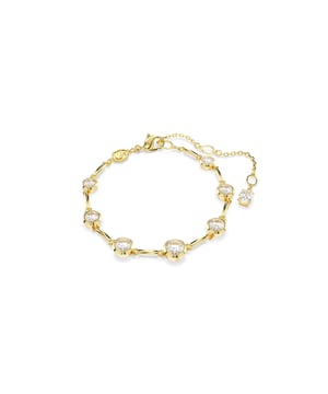 This dazzling Bracelet for Women from Swarovski is the perfect gift to spoil yourself or a loved one. The Bracelet is made out of Gold Plated Metal, colored Gold at Length: 20.5 cm weighing in at  grams with a Width of 0.8 cm at its widest point. The Swarovski 'Imber Organic' Women's Gold Plated Metal Bracelet - Gold 5705465 is delivered in a stunning gift box and carries a two year warranty.