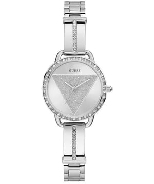 Dit Guess Dames horloge beschikt over een Quartz binnenwerk. De kast (30 mm mm) is vervaardigd uit RVS (Zilverkleurig) en heeft een Mineraalglas. De band is Zilverkleurig RVS. Dit horloge uit de Guess Tri Bellini reeks is een mooi en tijdloos geschenk. Verras jezelf of iemand anders met dit cadeau. Bovendien geniet u hierbij van 2 jaar garantie tegen alle fabricagefouten.