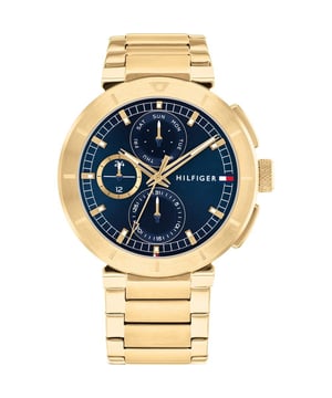 Dit Tommy Hilfiger Heren horloge beschikt over een Quartz binnenwerk. De kast (44 mm mm) is vervaardigd uit RVS (Goudkleurig) en heeft een Mineraalglas. De band is Goudkleurig RVS. Dit horloge uit de Tommy Hilfiger Lorenzo reeks is een mooi en tijdloos geschenk. Verras jezelf of iemand anders met dit cadeau. Bovendien geniet u hierbij van 2 jaar garantie tegen alle fabricagefouten.
