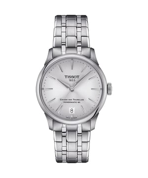 This Tissot T-classic Chemin Des Tourelles Powermatic 80 Analogue Watch for Women is the perfect timepiece to wear or to gift. It's Silver 34 mm Round case combined with the comfortable Silver Stainless steel watch band will ensure you enjoy this stunning timepiece without any compromise. Operated by a high quality Automatic movement and water resistant to 5 bars, your watch will keep ticking. Close your eyes and think of a pure Swiss watch and you’ll see the Chemin des Tourelles. This Analogue watch has a calendar function: Date and has a Swiss Made Movement High quality Silver Stainless steel strap with a secure Deployment clasp, measuring 19 cm in length and 18 mm in width Case diameter: 34 mm,case thickness: 10 mm, case colour: Silver and dial colour: Silver