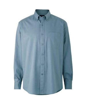 Introducing our melange button-down shirt in denim blue. A fine choice for smart-casual occasions, it looks just as good with a pair of jeans as it does with chinos or shorts. It's been given our easy-iron finish for ultimate convenience. 100% BCI cotton denim twill; fluid and supple; easy-iron finish. Generously proportioned classic fit. Button down collar. Twin needled to strengthen seams. Split yoke, long tails, chest pocket. Single cuff. Machine washable at 40°C. Shirt is presented in fully recyclable packaging.