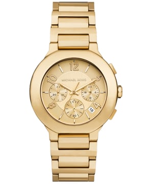 Diese Michael Kors Gramercy Chronograph Uhr für Damen ist das perfekte Zeitmessgerät, um es zu tragen oder zu verschenken. Das goldene 40 mm runde Gehäuse in Kombination mit dem komfortablen goldenen Edelstahlarmband sorgt dafür, dass Sie dieses atemberaubende Zeitmesser ohne Kompromisse genießen können. Angetrieben von einem hochwertigen Quarzwerk und wasserdicht bis 5 bar, wird Ihre Uhr weiterhin präzise ticken.