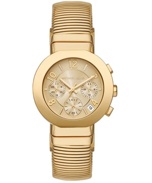 Deze Michael Kors Gramercy Chronograaf Horloge voor Dames is het perfecte uurwerk om te dragen of cadeau te doen. De gouden 36 mm ronde kast gecombineerd met de comfortabele gouden roestvrijstalen horlogeband zorgt ervoor dat u van dit prachtige uurwerk kunt genieten zonder enige compromis. Aangedreven door een hoogwaardige quartz-beweging en waterbestendig tot 5 bar, blijft uw horloge blijven tikken.