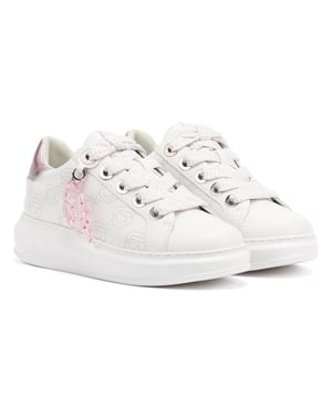Leather upper trainers adorn with signature IKON Karl motif design and a statement IKON Karl charm pendant. Durable rubber sole ensures long-lasting comfort and traction.