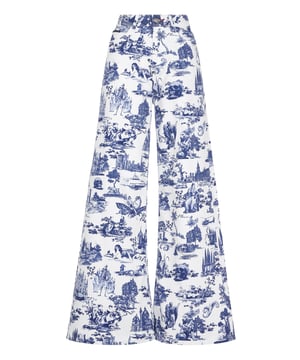 Denim 5-pocketbroek met En-PLEIN-luchtprint. Een badge met logo genaaid op de rechter achterzak. Enkele metalen knoopsluiting. Pasvorm: Mykonos.