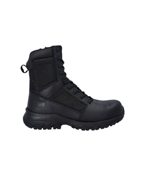 The Magnum Vanguard 8.0 CT Men's Safety Boots are the ultimate choice for fast and light tactical safety footwear. Designed for all-day comfort and protection, these high-leg boots feature a composite toe and plate, providing full safety without compromising mobility. Crafted with highly breathable mesh panels and an easy-access side zip, they offer enhanced ventilation and convenience. The boots come equipped with a PU insole for maximum shock absorption, while the padded collar and tongue add extra comfort. A moisture-wicking lining ensures a dry, comfortable fit throughout the day, and the full-grain leather vamp with durable, breathable mesh panels offers long-lasting wear. With a heat-resistant outsole and anti-static materials, these boots help prevent static build-up, offering either conductive or dissipative properties for added safety. Perfect for those seeking reliable, tactical, and comfortable footwear.
-Composite toe and plate for full safety without sacrificing mobility.
-Breathable mesh panels for enhanced ventilation.
-Side zip for easy access and convenience.
-PU insole for maximum shock absorption.
-Padded collar and tongue for extra comfort.
-Moisture-wicking lining for a dry, comfortable fit.
-Full-grain leather vamp with durable mesh for long-lasting wear.
-Heat-resistant outsole for added durability.
-Anti-static materials prevent static build-up, with conductive or dissipative properties.