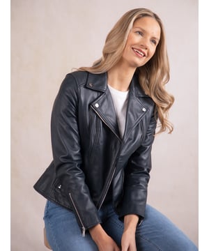 A timeless outerwear essential, the Tarraby reimagines the classic biker jacket with refined detailing for any occasion. Crafted from supple semi aniline leather, the Tarraby is effortlessly versatile, able to be dressed up or down as needed. Featuring an asymmetric zip fastening and iconic biker lapels and collar, it&rsquo;s tailored to enhance your natural curves, creating a flattering, stylish silhouette.