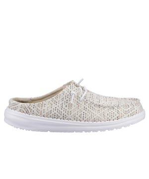 The Hey Dude Wendy Surf Baja Women's Mules are the perfect blend of laid-back style and ultimate comfort. Featuring a woven textile upper with a trendy surf baja-inspired design and a unique embroidered texture, these slip-ons exude casual coolness. The easy-on system, elastic laces, and lightweight flexible outsole make them travel-ready, while the removable foam insole offers plush cushioning for all-day comfort. Whether you're lounging or on the go, these mules will have you living your best relaxed life.
-Woven textile upper with surf baja-inspired design
- Unique embroidered texture for added style
- Slip-on design with elastic laces for easy wear
- Lightweight, flexible outsole ideal for travel
- Removable foam insole for plush all-day comfort
- Perfect for lounging or casual outings
- Hey Dude branding