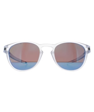 Oakley Round Unisex Matte Clear Prizm Sapphire Polarized Latch  Sunglasses are a popular model from the Oakley lifestyle range that's inspired by influential athletes. The round shape and keyhole bridge provides a retro feel to a truly contemporary design. The lightweight O Matter frame is durable, comfortable and suitable for small to medium faces. Latch has a convenient clip hinge mechanism that inspires the name and enables you to attach the eyewear on to your shirt to help them stay in place when the sun goes down.
