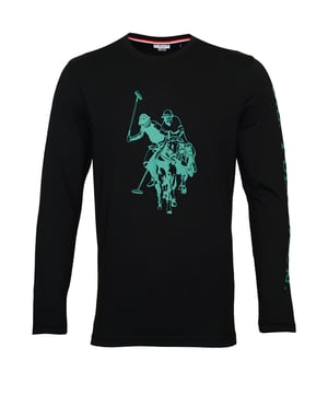 Wunderschönes Langarmshirt mir Rundhals-Ausschnitt aufgestickter Poloreiter und seitlicher Schriftzug auf linkem Ärmel.