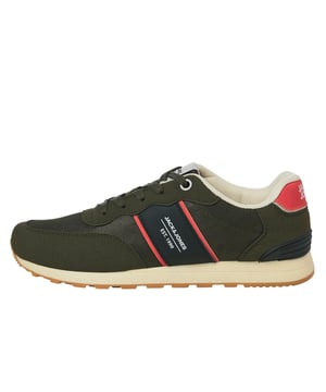 Ontdek de Jack & Jones-collectie van herensneakers, ontworpen om je smart-casual stijl compleet te maken. Deze sneakers zijn perfect te combineren met jeans en een shirt, en voegen een moderne touch toe aan iedere outfit. Ze zijn voorzien van een duurzame polyester mesh voering voor een ondoorzichtige look en hebben een comfortabele ronde neus, waardoor ze zowel stijl als functionaliteit bieden. De Jack & Jones branding zorgt ervoor dat je in kwaliteitsvolle en trendy schoenen de deur uitgaat. - Textiel / synthetisch bovenwerk - Volledige vetersluiting - Gevoerde binnenzool - Gevoerde hak- en enkelkraag - Duurzame rubberen buitenzool - Jack & Jones branding