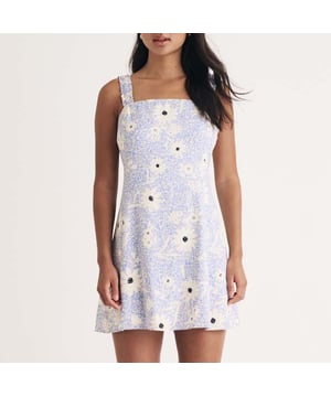 Womens Nobody's Child Kitty Floral Mini Dress in blue.More dresses  less waste. This piece was created using deadstock materials  that means we took leftover fabrics and transformed them into one of our signature styles. Made entirely from responsible viscose  this blue floral one has a so-now square neckline and bra-friendly straps detailed with wavy ruching. We’re in love with the corset-inspired ties at the back. Style yours with Mary-Jane shoes. • Thick straps• Square neck• Concealed zip fastening100% LENZING™ ECOVERO™ Viscose.  Machine washable.Ref: D242763BLU