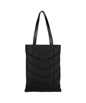 VINTAGE, RRP AS NEW
 The Saint Laurent Tall Puffer Tote Bag in Black Nylon combines contemporary design with everyday functionality. Crafted from quilted ECONYL® nylon, this tote features a spacious main compartment and an internal zip pocket, ensuring both style and practicality. Its minimalist design is complemented by tonal black hardware and two top handles, making it a versatile accessory for various occasions.

Saint Laurent Tall Puffer Tote Bag in Black Nylon

Condition: Excellent
Signs of wear: No retail tag, No visible sign of wear., 
Packaging: None
Color: Black
Material: Nylon
Size: One Size | One Size
Measurements: Width: 30; Height: 390; Length: 290
SKU: NAPPUGBBA473827W
